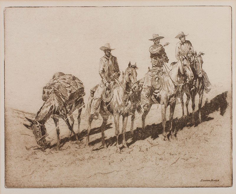 Grass Hunters No. 1: Edward Borein, 1872 - 1945 | Signed: Edward Borein [in plate], l/r | Media: Etching | Dimensions: 8 by 10 inches