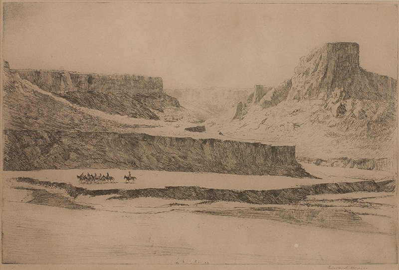 The Edge of the Rim Rocks: Edward Borein, 1872 - 1945 | Signed: Edward Borein [in margin], l/r | Media: Etching and drypoint | Dimensions: 8 by 12 inches