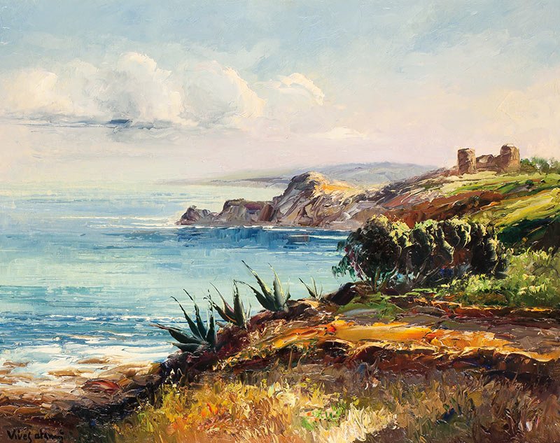 Costa Brava, Espana: Jose Vives-Atsara, 1919 - 2004 | Signed: Vives Atsara, l/l | Media: Oil on panel | Dimensions: 16 by 20 inches