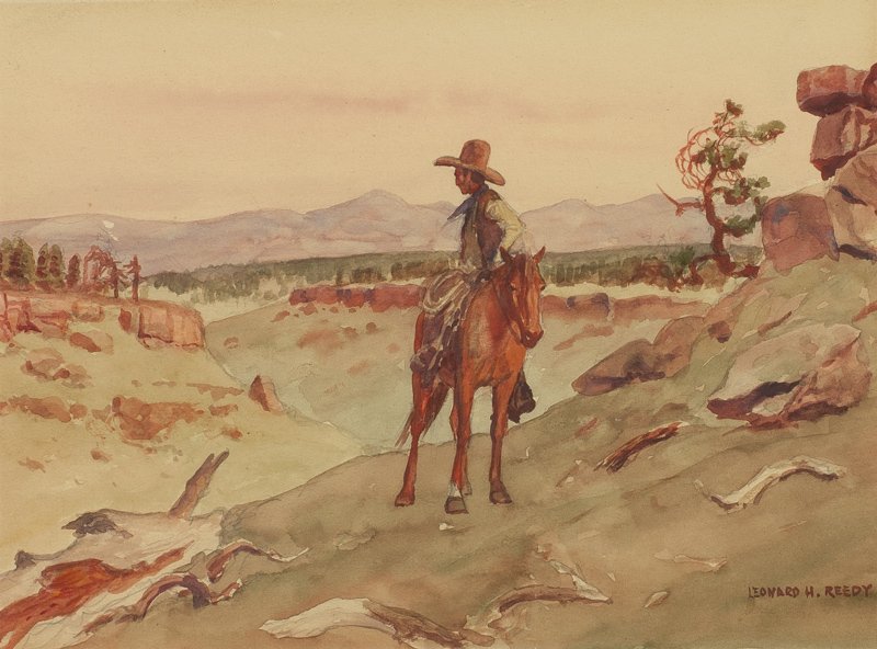 Wyoming Hills: Leonard H. Reedy, 1899 - 1956 | Media: Watercolor on paper | Signed: 'Leonard H. Reedy,'l/r | Dimensions: 8 by 11 inches