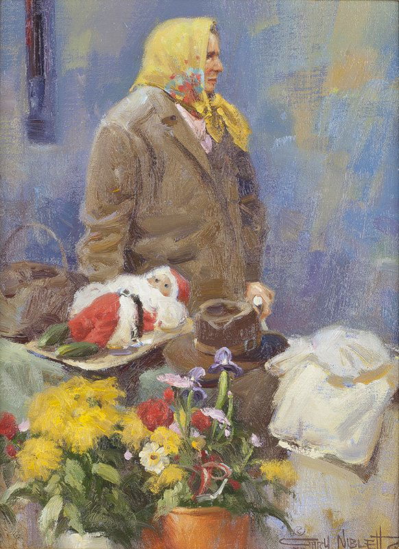 The Santa Claus Doll: Gary Niblett, b. 1943 CAA | Media: Oil on linen | Signed: 'Â© Gary Niblett CA,'l/r | Dimensions: 12 by 9 inches