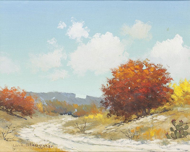 Autumn Landscape: William A. Slaughter, 1923 - 2004 AAA, CAA, NAWA, NWR | Media: Oil on canvas | Signed: 'W. A. Slaughter ,'l/l | Dimensions: 8 by 10 inches