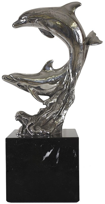 VIVACE! Ed. 44/180: Kent Ullberg, b. 1945 NSS, SAA, NAWA | Media: Stainless steel | Signed: 'Â© Ullberg 1983 44/180,'base | Dimensions: 8.5 by 6.5 by 4 inches