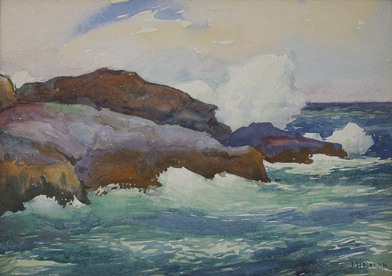 The Blow Hole, Kona Coast, Hawaii: Joseph Henry Sharp, 1859 - 1953 TSA | Media: Watercolor on board | Signed: 'J H Sharp,'l/r | Dimensions: 7 by 11 inches