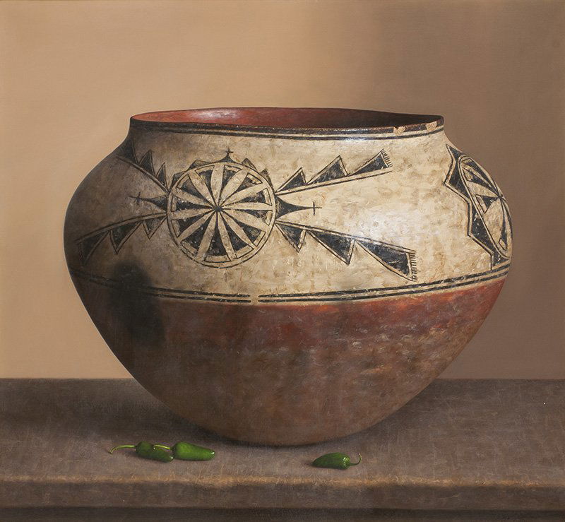William Acheff, b. 1947 AOA, NAWA | Kiva, 1770: Media: Oil on linen | Signed: '© Wm. Acheff 1992,'l/r | Dimensions: 26 by 28 inches