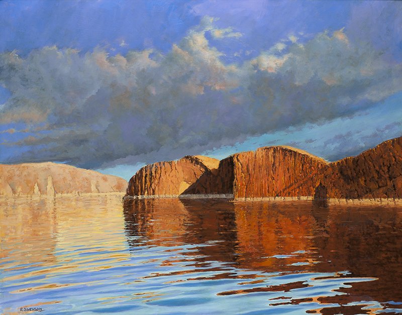 Roy Swenson b. 1937 | Hay Stacks, Lake Powell: Roy Swenson b. 1937 | Hay Stacks, Lake Powell Signed l/l: R. Swenson | Media: Oil on canvas | Dimensions: 48 by 60 inches