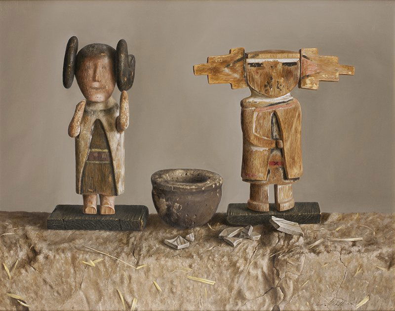 William Acheff b. 1947 AOA, NAWA | Kachinas: William Acheff b. 1947 AOA, NAWA | Kachinas Signed l/r: © William Acheff 1979 | Media: Oil on linen | Dimensions: 16 by 20 inches
