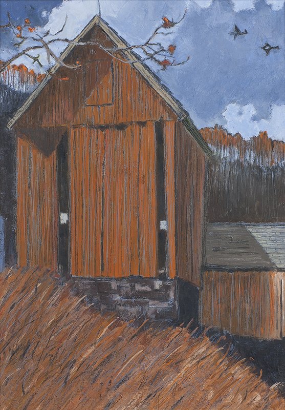 Eric Sloane | Study for October Blaze Painting: Artist: Eric Sloane 1905 - 1985 NA | Title: Study for October Blaze Painting | Signed verso: Eric Sloane [signed on Grand Central Galleries, NYC paper] | Media: Oil on panel | Dimensions: 14 by 10 inc