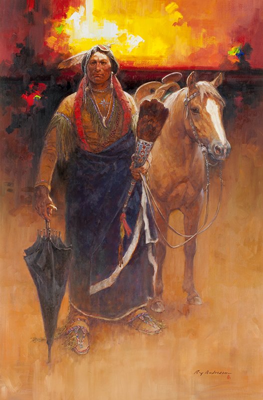 Roy Andersen | Comanche Splendor: Artist: Roy Andersen | b. 1930 CAA, NAWA, OPA Title: Comanche Splendor | Signed l/r: Roy Andersen CA Media: Oil on linen Dimensions: 48 by 32 inches