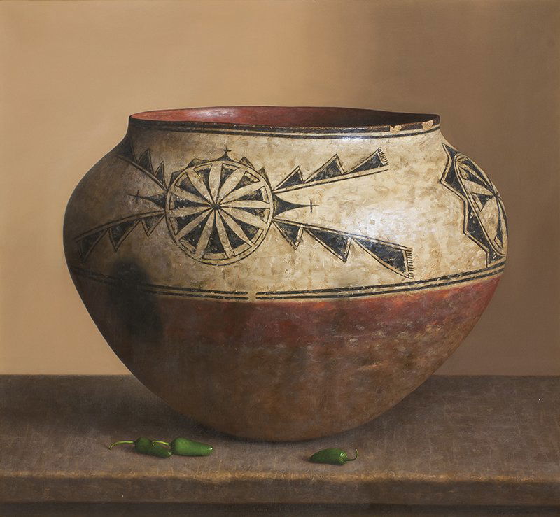 William Acheff | Kiva, 1770: Artist: William Acheff | b. 1947 AOA, NAWA Title: Kiva, 1770 | Signed l/r: © Wm. Acheff 1992 Media: Oil on linen Dimensions: 26 by 28 inches Verso: Cochiti variety pre. 1800