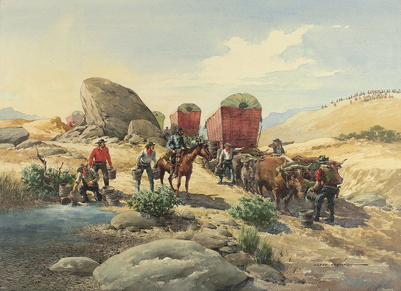 Lloyd Harting | 1901 - 1974 Known Water Stop: Lloyd Harting | 1901 - 1974 Known Water Stop Signed l/r: Lloyd Harting Watercolor on paper 22 by 30 inches