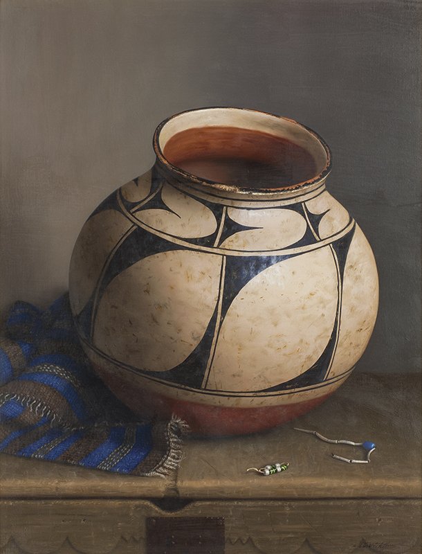 William Acheff | Trade Beads: Artist: William Acheff | b. 1947 AOA, NAWA Title: Trade Beads Signed l/r: © Wm. Acheff 1991 Media: Oil on linen Dimensions: 26 by 20 inches