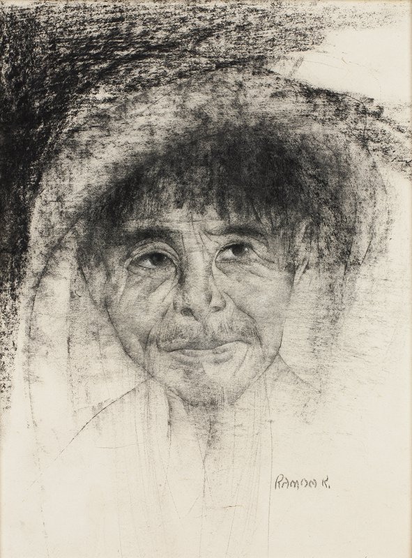 Ramon Kelley | Portrait of a Man: Artist: Ramon Kelley | b. 1939 AAA, AWS, NAWA, NWA, OPA, PSA Title: Portrait of a Man Signed l/r: Ramon K. Media: Charcoal on paper Dimensions: 16 by 12 inches no reserve