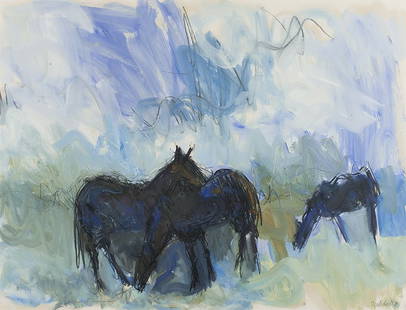 Theodore Waddell | Horses: Artist: Theodore Waddell | b. 1941 Title: Horses Signed l/r: T Waddell 85 Media: Gouache & pastle on paper Dimensions: 20 by 26 inches