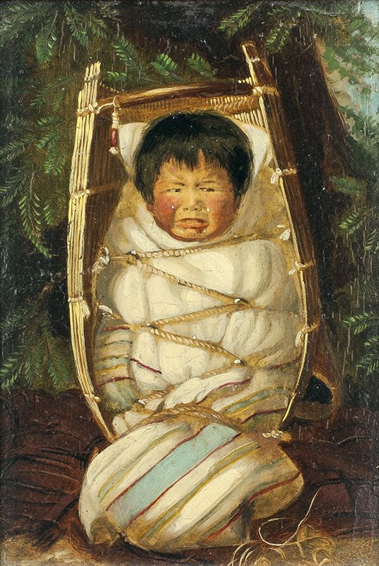 Grace Carpenter Hudson | The Disgruntled Papoose: Artist: Grace Carpenter Hudson | 1865 - 1937 Title: The Disgruntled Papoose Signed Unsigned: Media: Oil on panel Dimensions: 6 by 4 inches