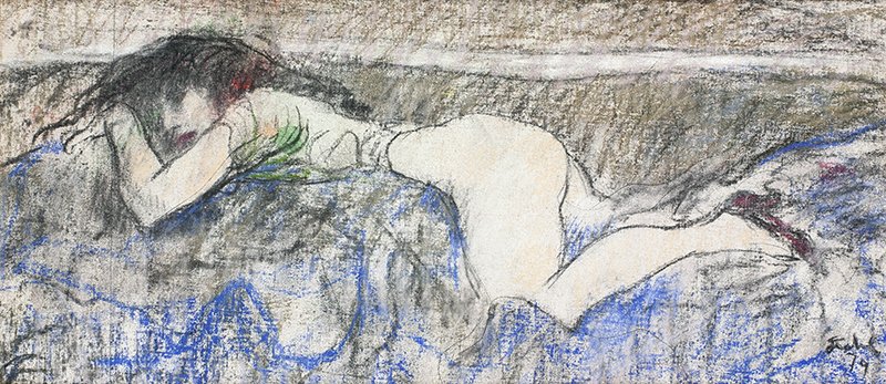 Ben Stahl | San Culottes Nude: Artist: Ben Stahl | 1910 - 1987 Title: San Culottes Nude Signed l/r: Stahl 74 Media: Pastel on paper Dimensions: 10 by 22 inches no reserve