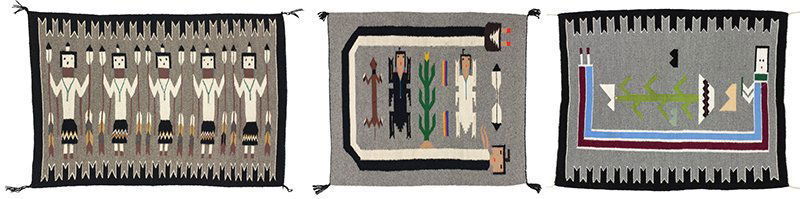 Lot of 3 Yei Patterned Navajo Rugs (1 of 1)