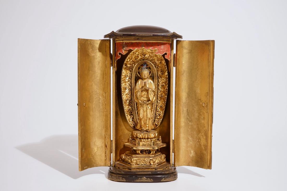 A Japanese lacquered and gilt wood "Zushi" shrine with (1 of 10)