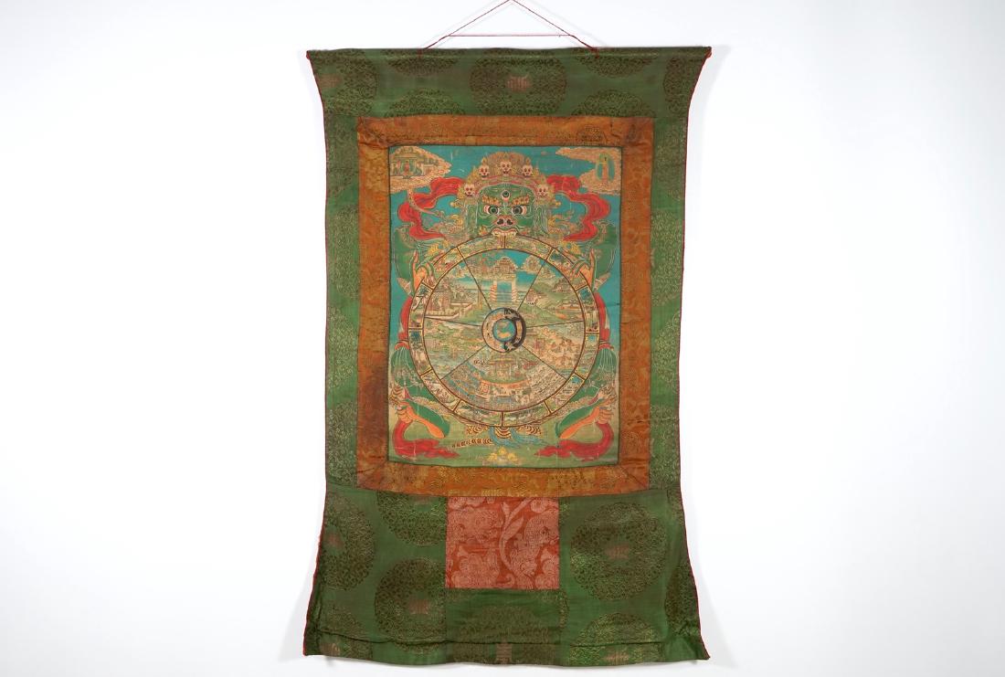 A Tibetan thangka, 19/20th C.: A Tibetan thangka, 19/20th C. Dim.: 104 x 69 cm