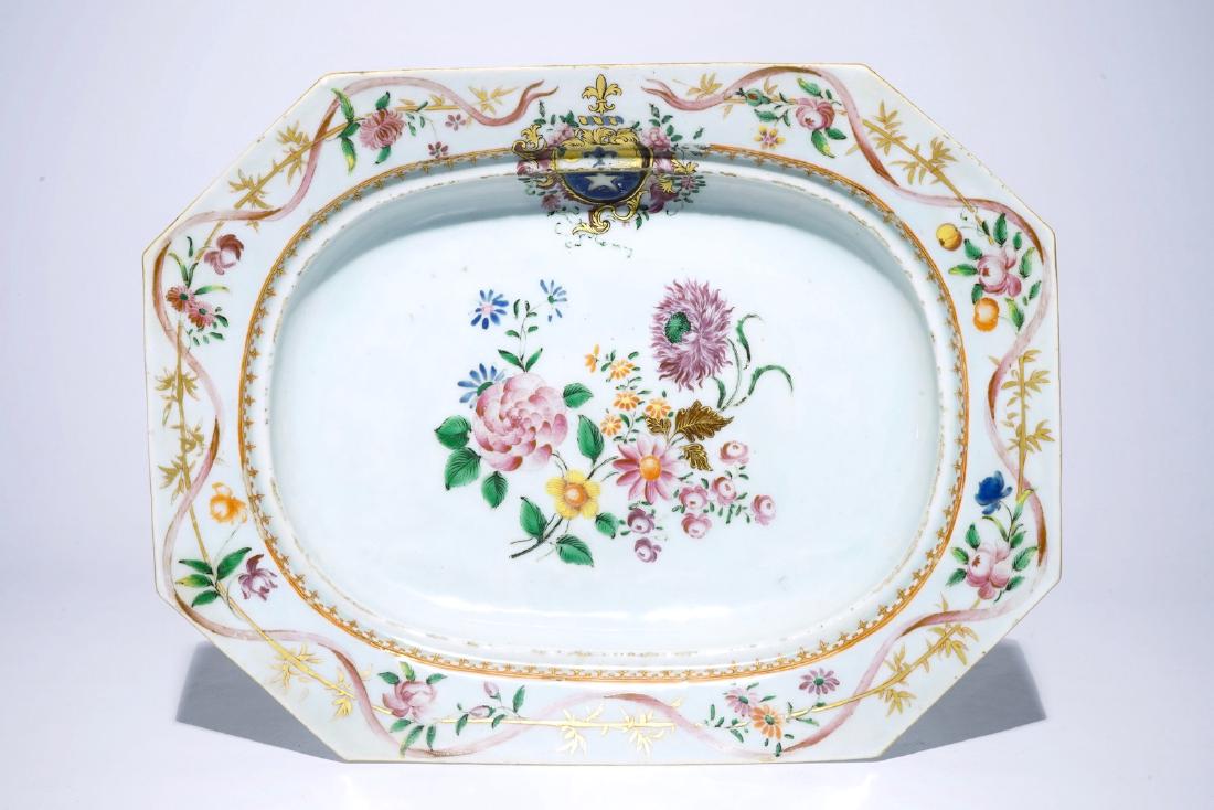 A large octagonal Chinese famille rose export armorial (1 of 2)