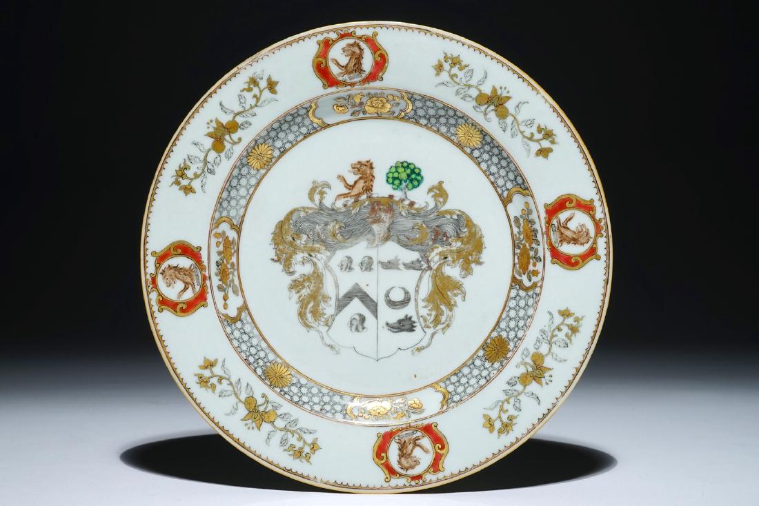 A Chinese export armorial plate with coat of arms of (1 of 2)