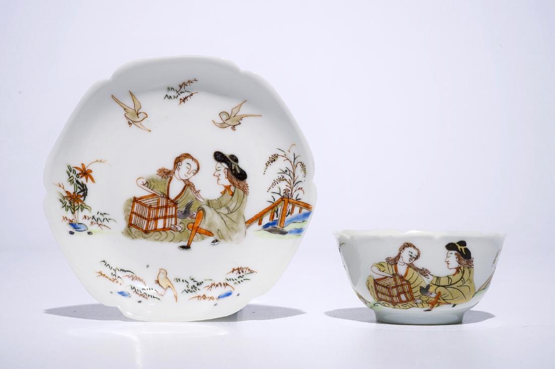 A fine Chinese export porcelain eggshell cup and saucer (1 of 7)