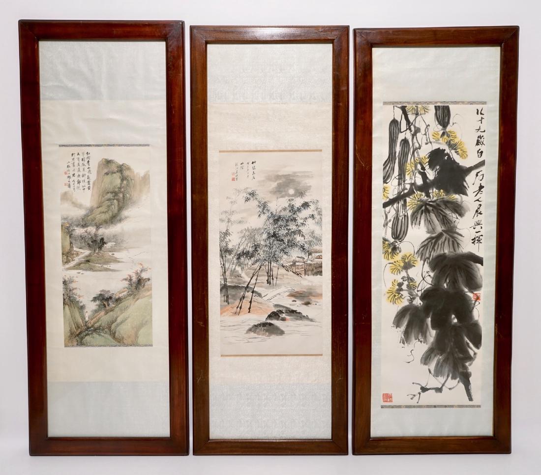 Three large Chinese paintings on paper, 20th C. (1 of 5)