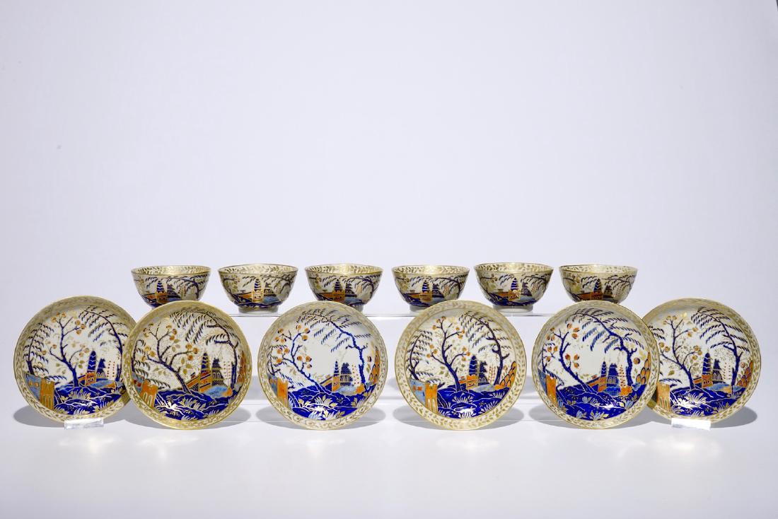 A set of six Chinese Portuguese market cups and saucers (1 of 8)