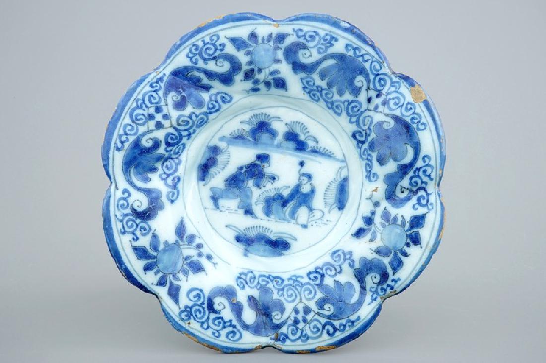 A Dutch Delft blue and white gadrooned chinoiserie (1 of 2)