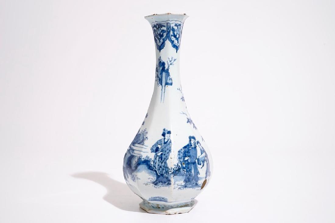 An unusual Delft style chinoiserie bottle vase, (1 of 6)
