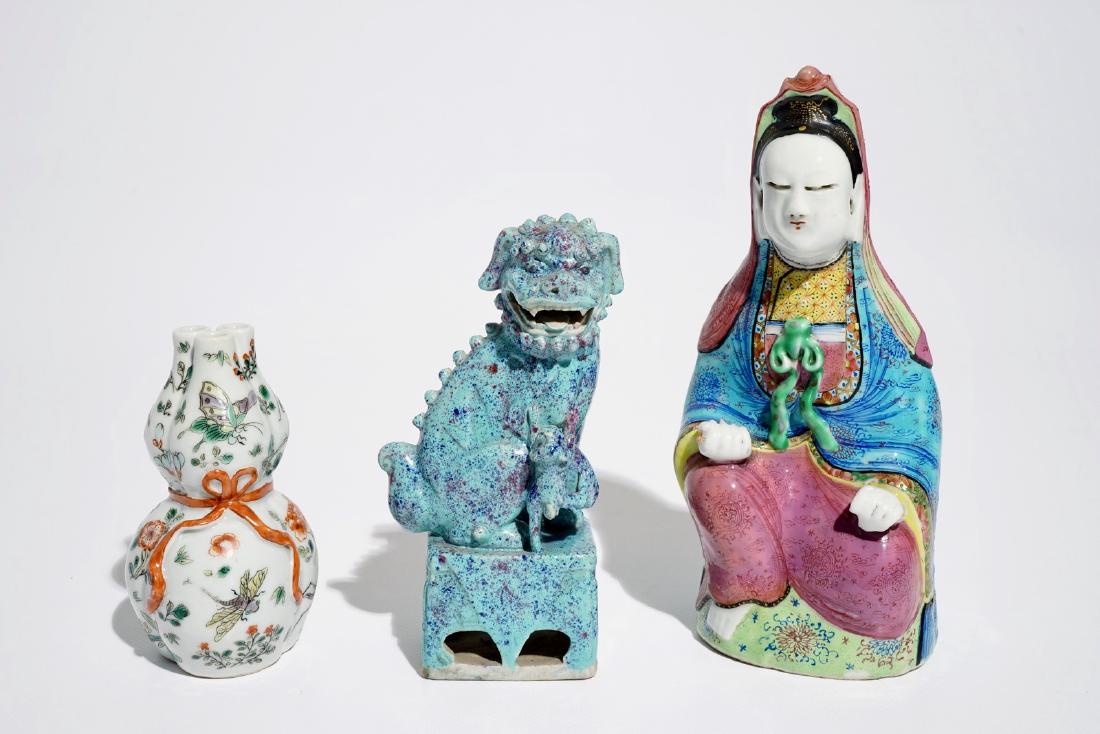 A Chinese robin's egg Buddhist lion, a famille rose (1 of 7)