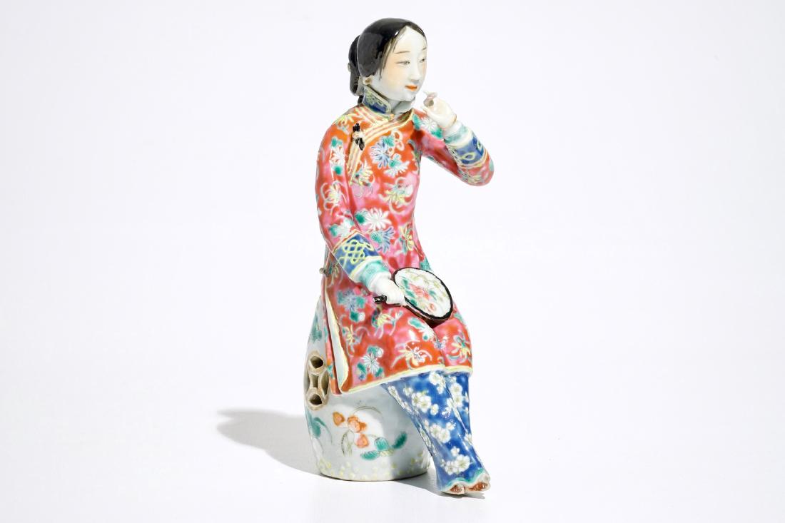 A Chinese famille rose model of a lady on a garden (1 of 7)