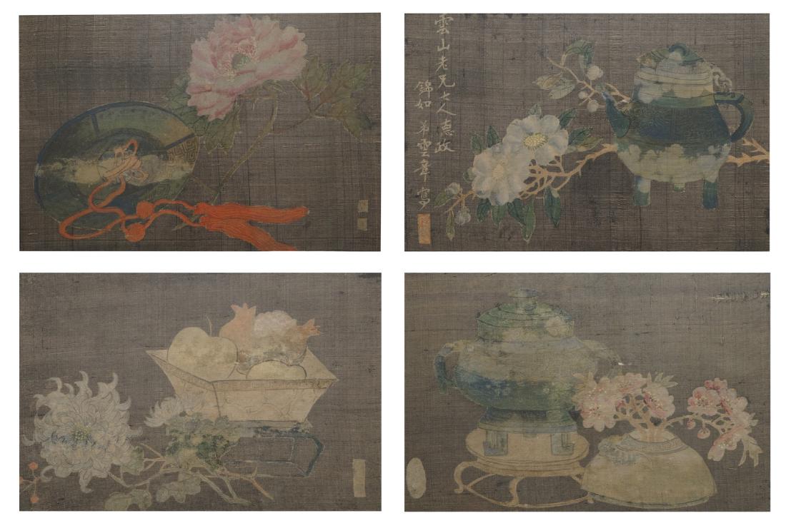A set of four Chinese paintings of antiquities and (1 of 6)
