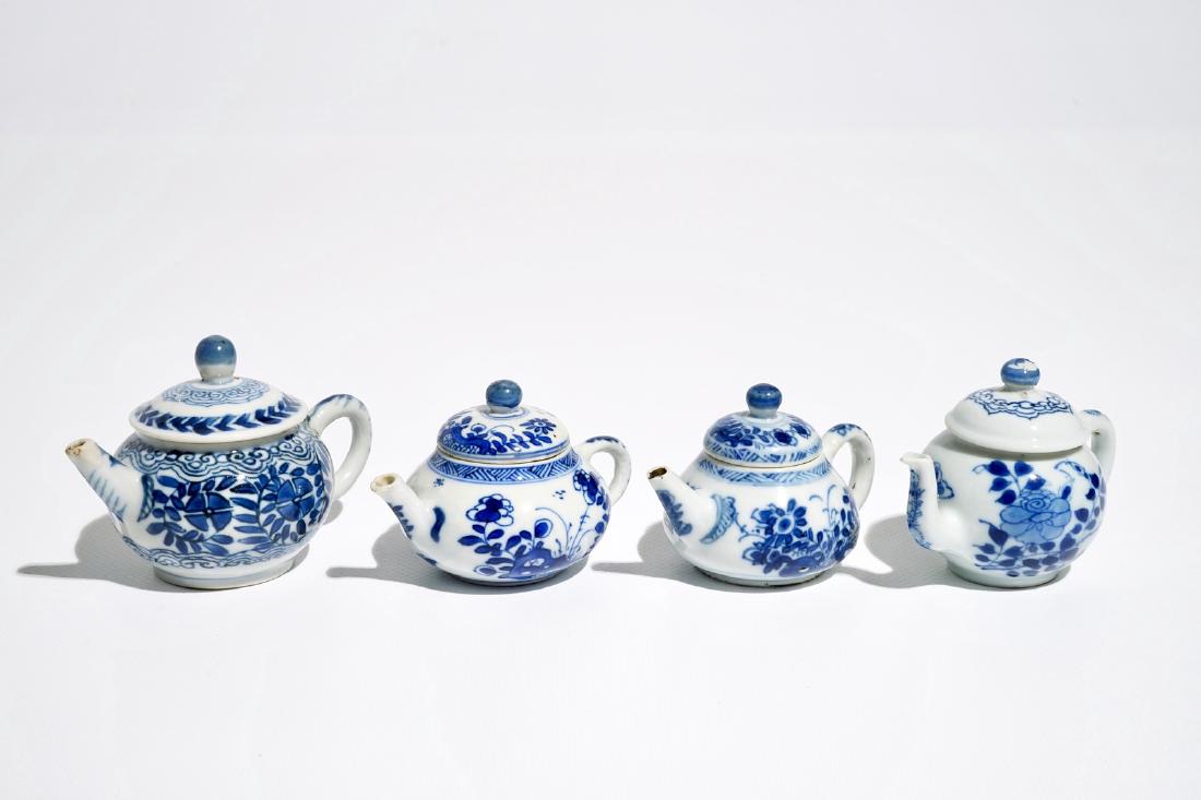 Four Chinese blue and white miniature teapots and (1 of 7)