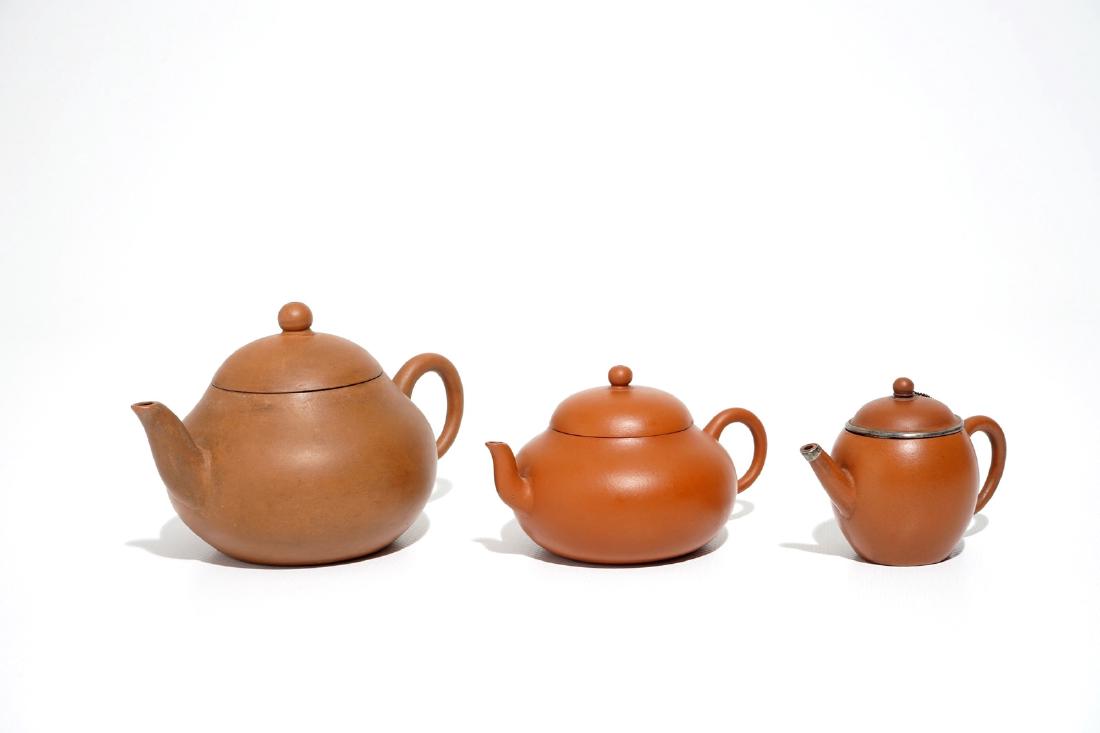 Three Chinese Yixing teapots for the Thai market, 19th (1 of 6)