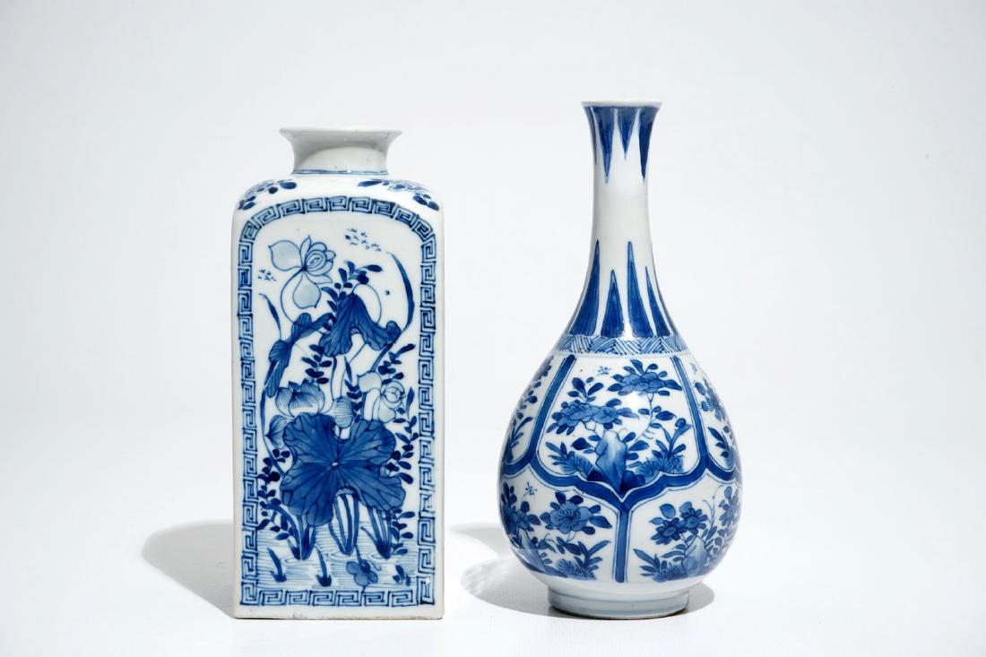 A Chinese blue and white bottle vase and a square tea (1 of 6)