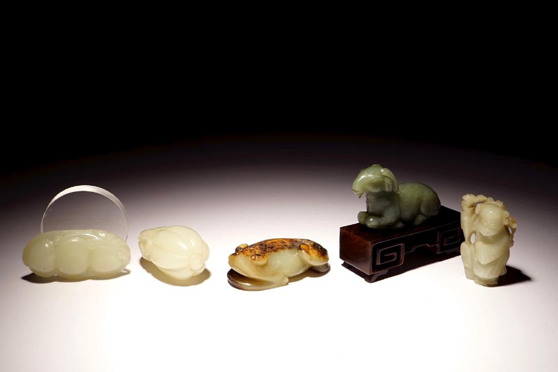 Five various Chinese jade carvings, 19/20th C. (1 of 7)
