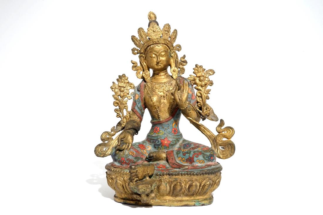 A large Chinese gilt bronze and cloisonnÃ© figure of (1 of 10)