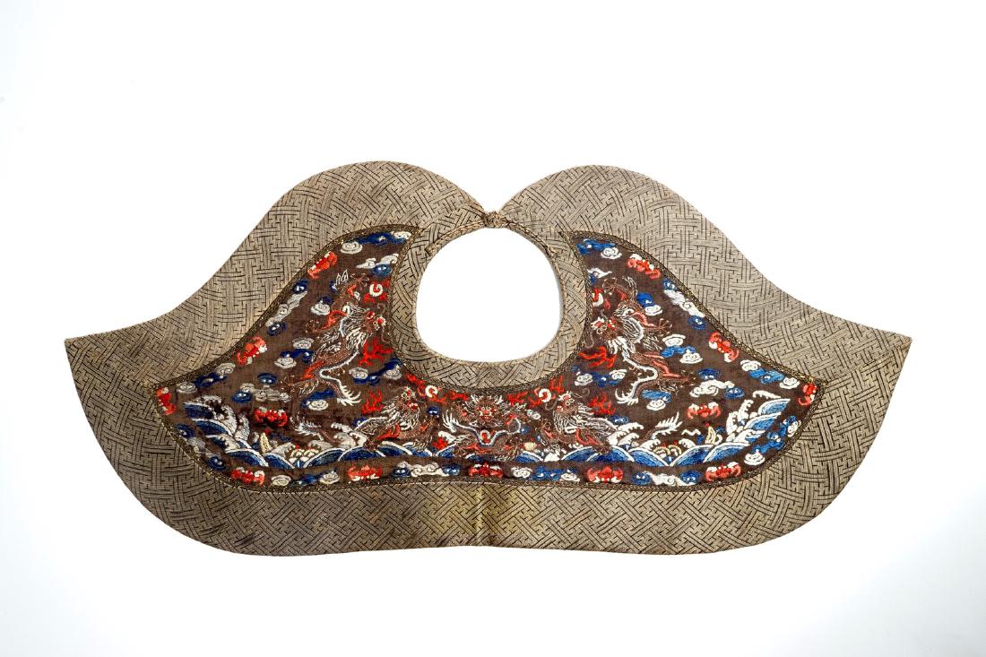 A Chinese embroidered silk Pi Ling formal court robe (1 of 2)