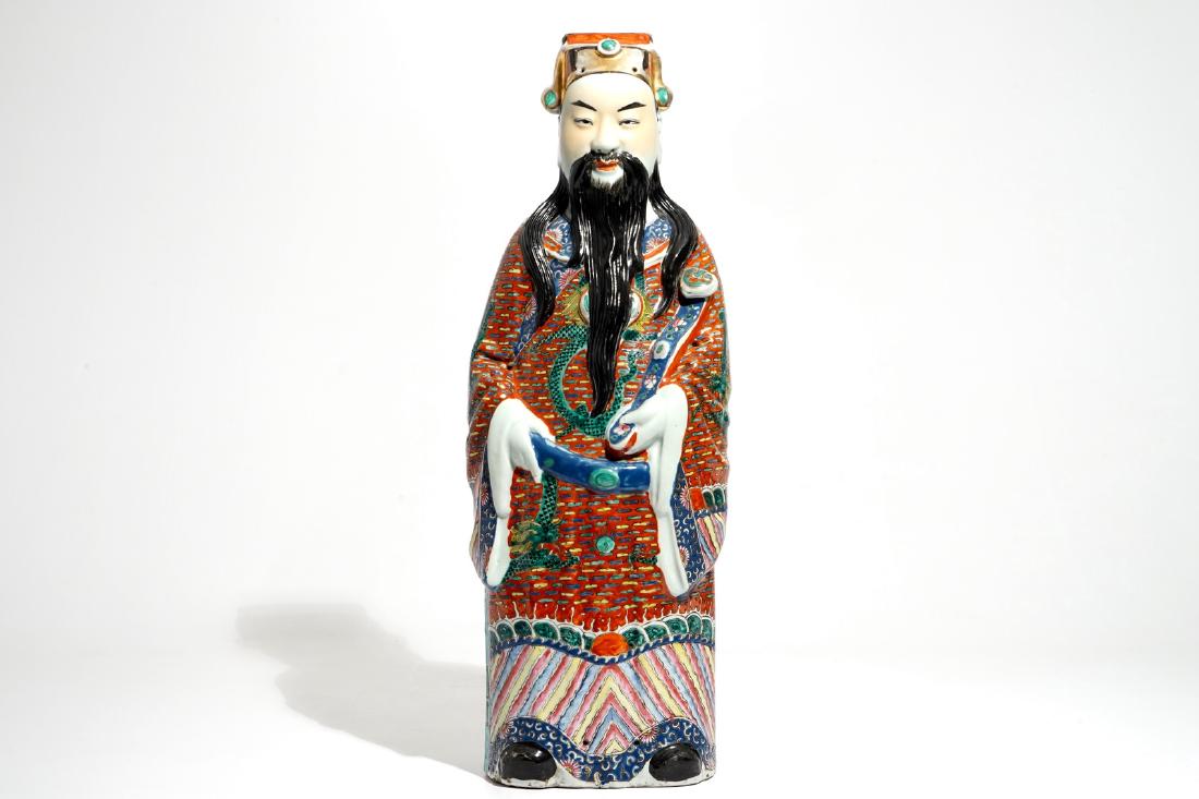 A tall Chinese famille rose figure of an immortal, 19th: A tall Chinese famille rose figure of an immortal, 19th C. H.: 64 cm