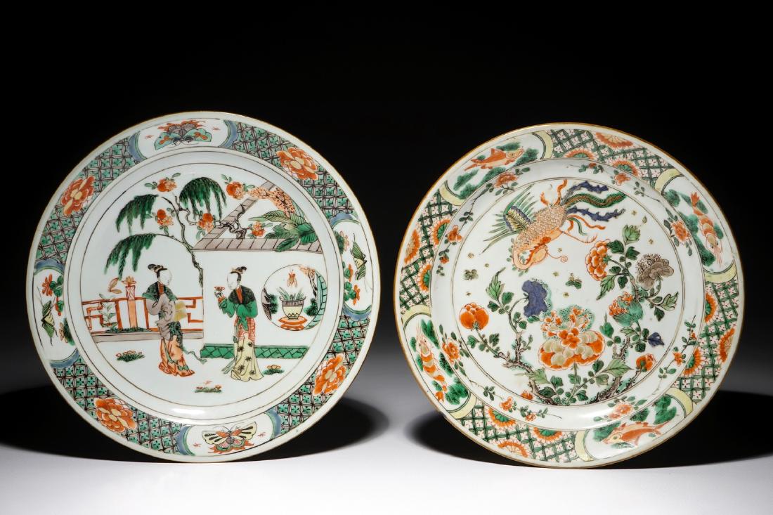 Two Chinese famille verte plates, Kangxi (1 of 2)