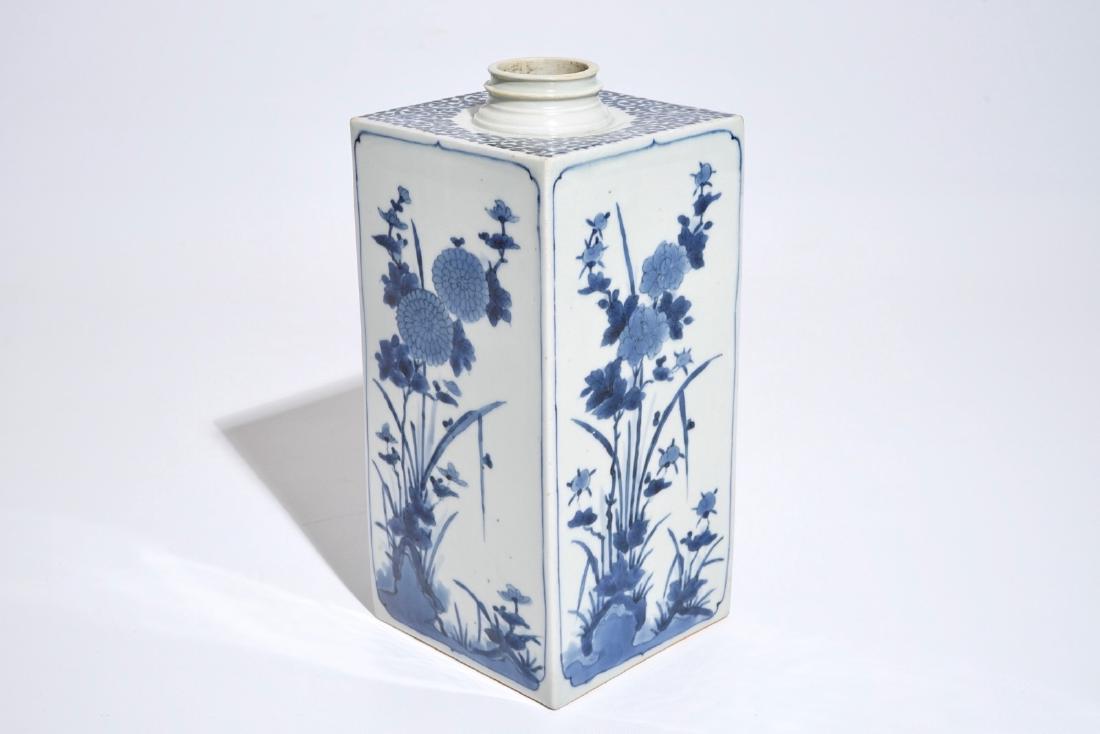 A Japanese Arita blue and white square canister with (1 of 7)