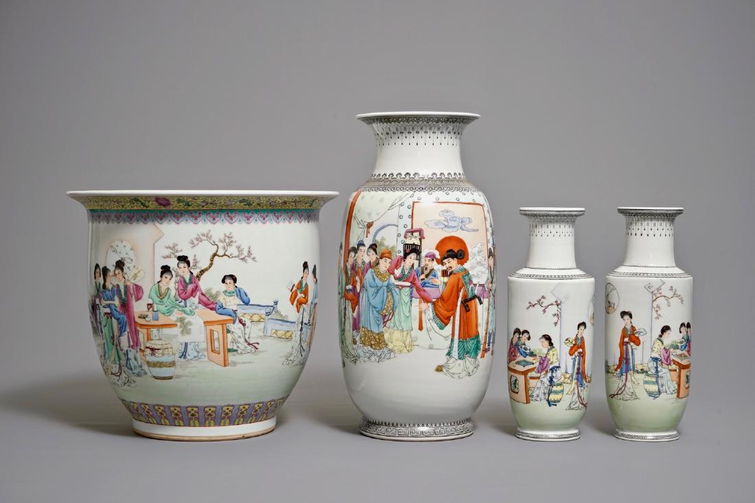 Four Chinese famille rose vases, Republic, 20th C. (1 of 6)