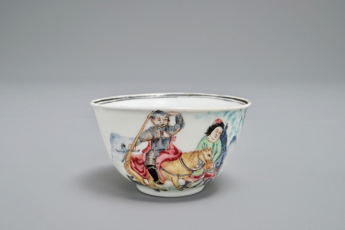 A Chinese famille rose 'Don Quixote' teabowl, Qianlong: A Chinese famille rose 'Don Quixote' teabowl, Qianlong H.: 4 cm - Dia.: 7 cm We have more lots available exclusively on our website www.rm-auctions.com! Condition reports and high resolution pictures 