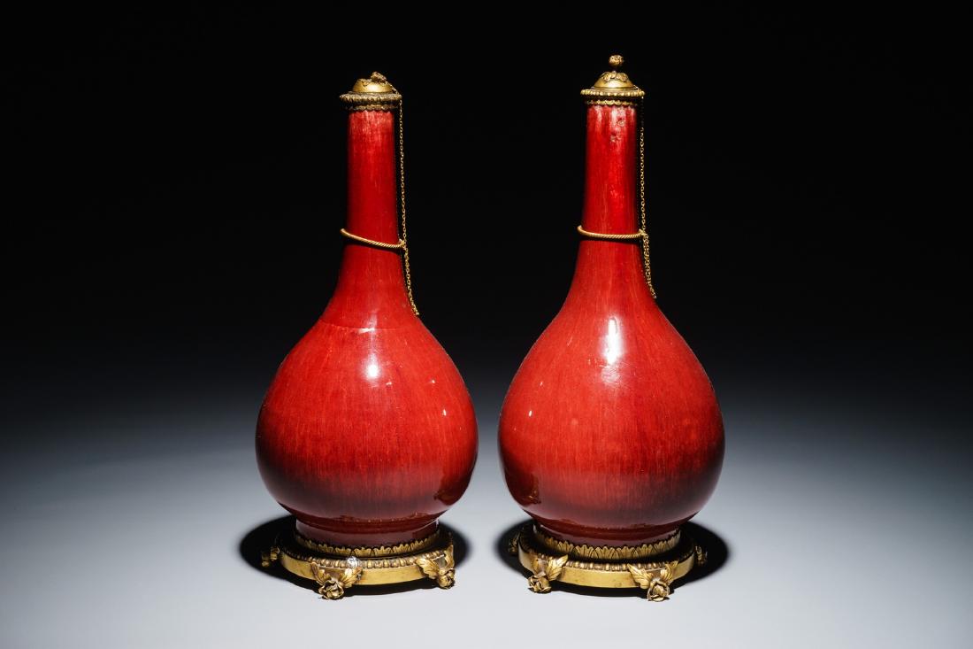 A pair of Chinese gilt bronze-mounted oxblood-glazed (1 of 5)