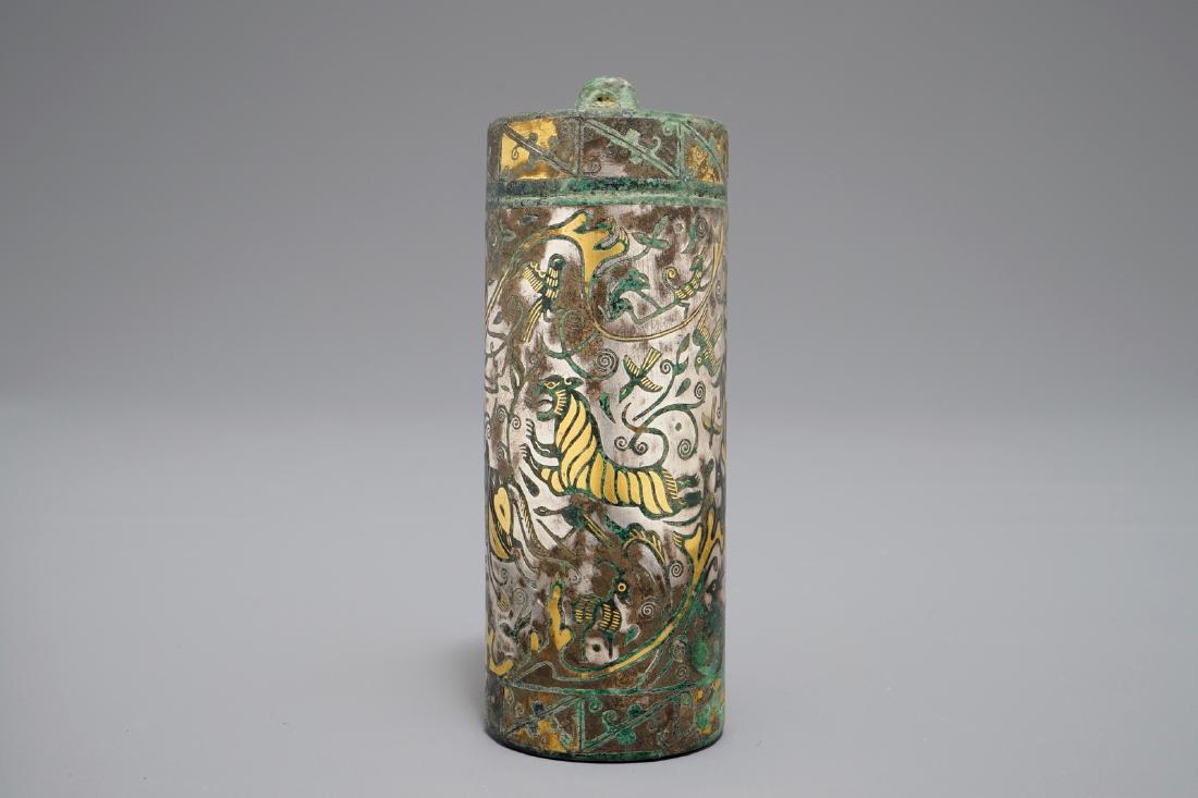 A Chinese gilt and silvered bronze seal or scroll (1 of 7)