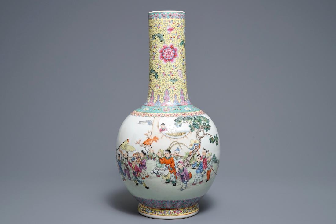 A Chinese famille rose 'playing boys' vase, Qianlong (1 of 6)