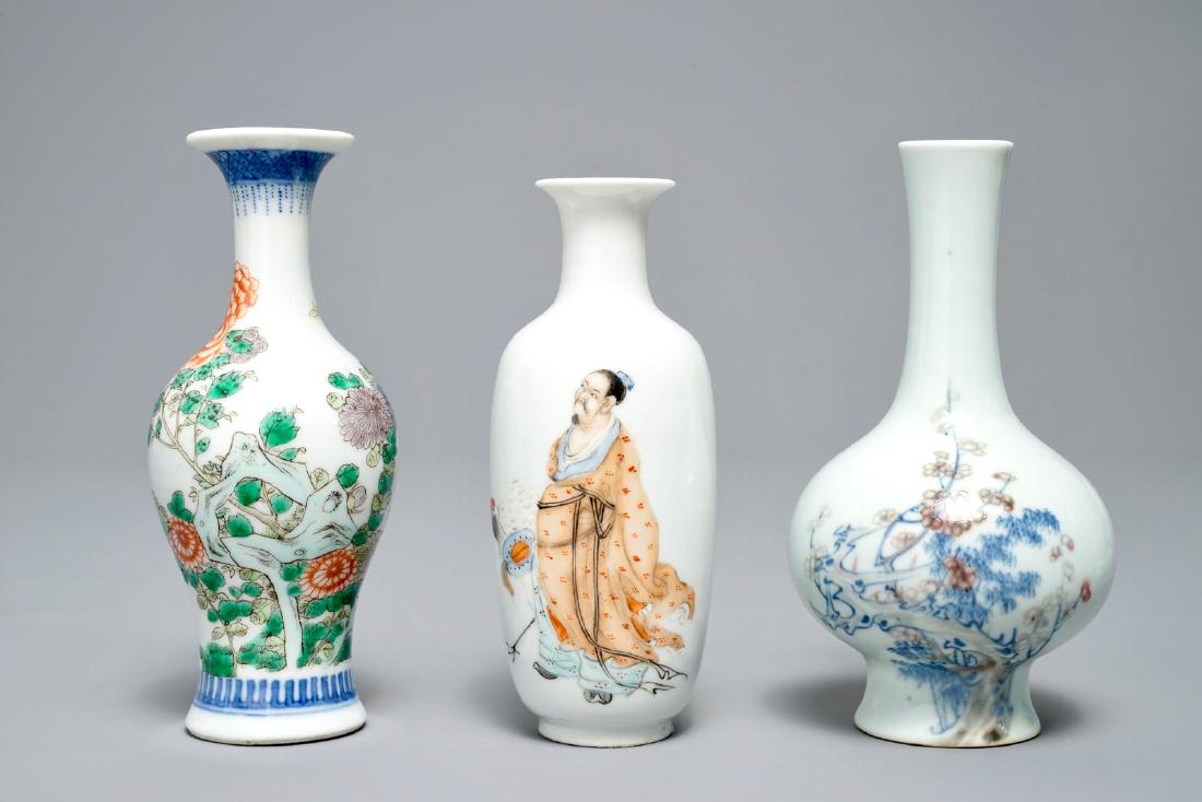 Three Chinese vases, various marks, 19/20th C. (1 of 6)