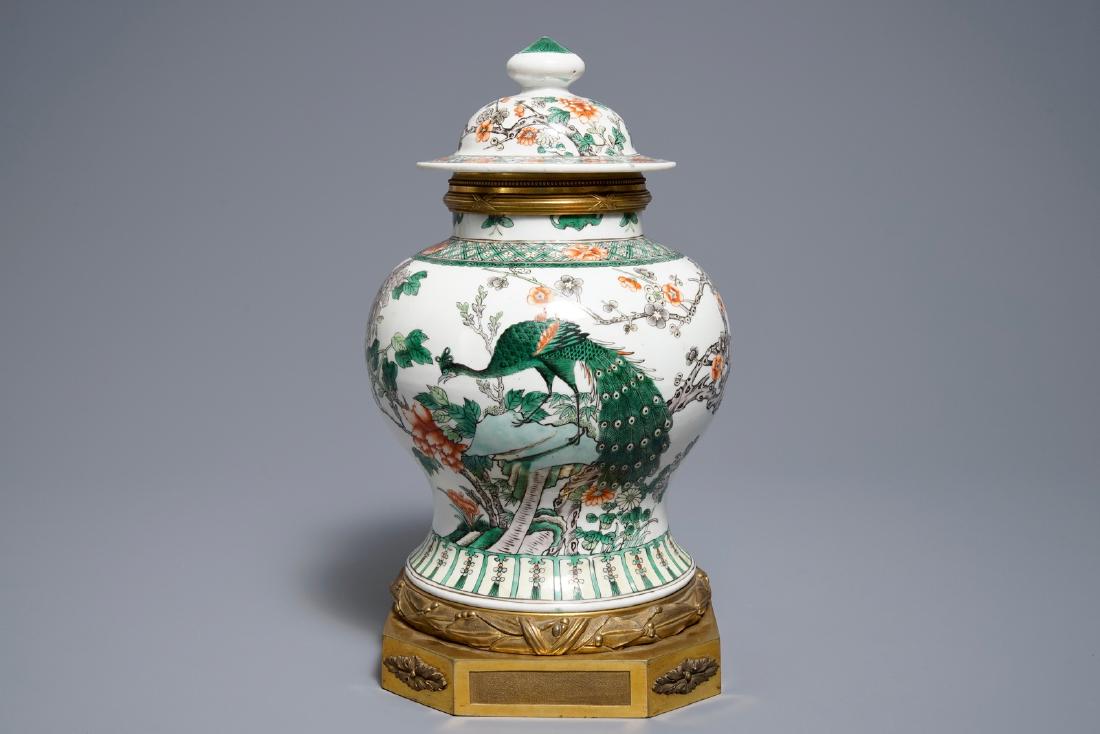 A Chinese famille verte gilt bronze-mounted vase and (1 of 6)