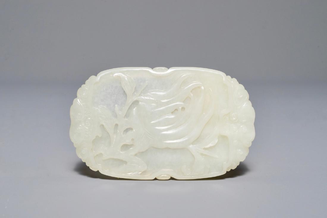 A Chinese carved jade Buddha's hand plaque, 19th C. (1 of 4)